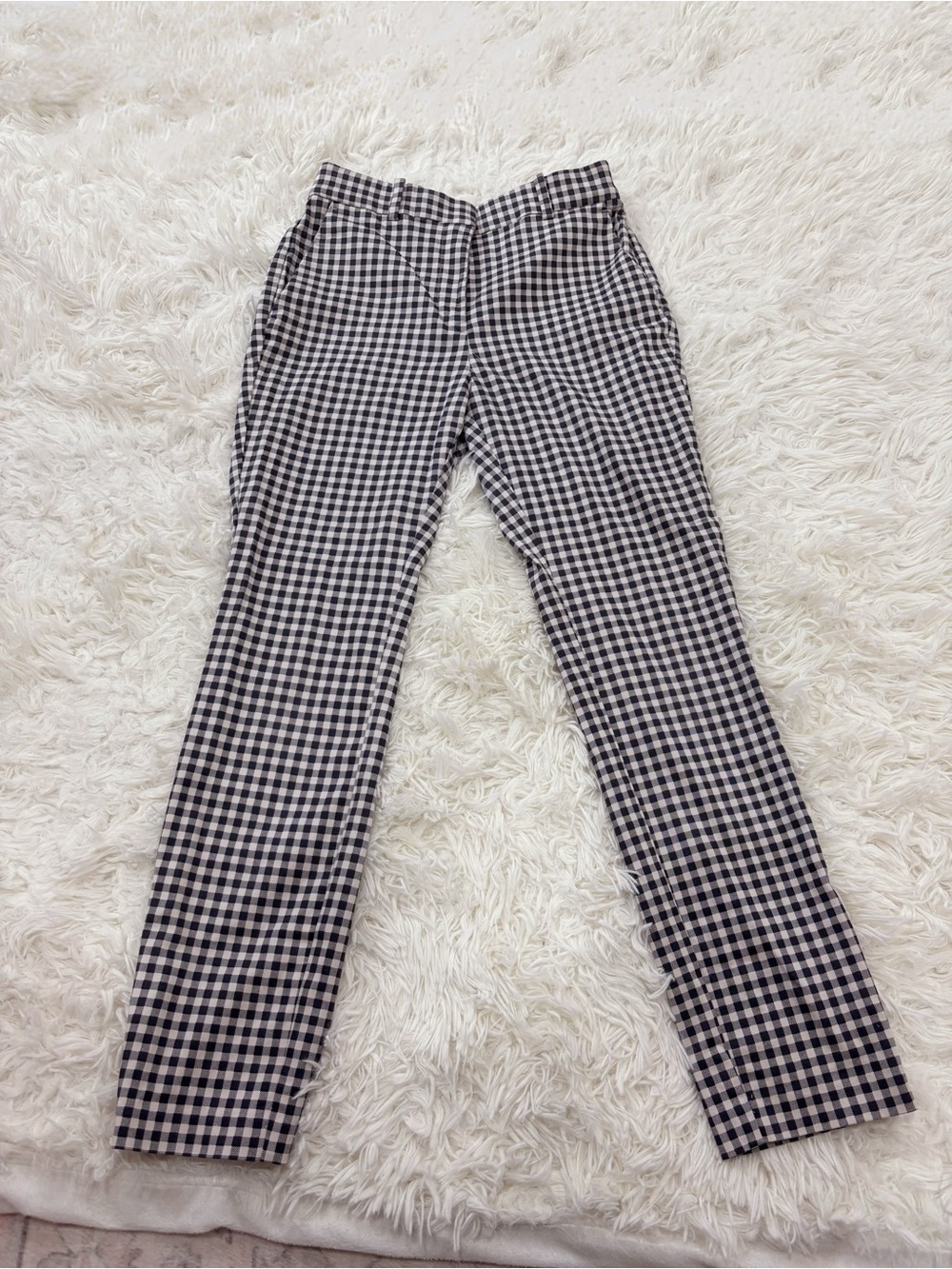 Navy & White Gingham Women’s Pants